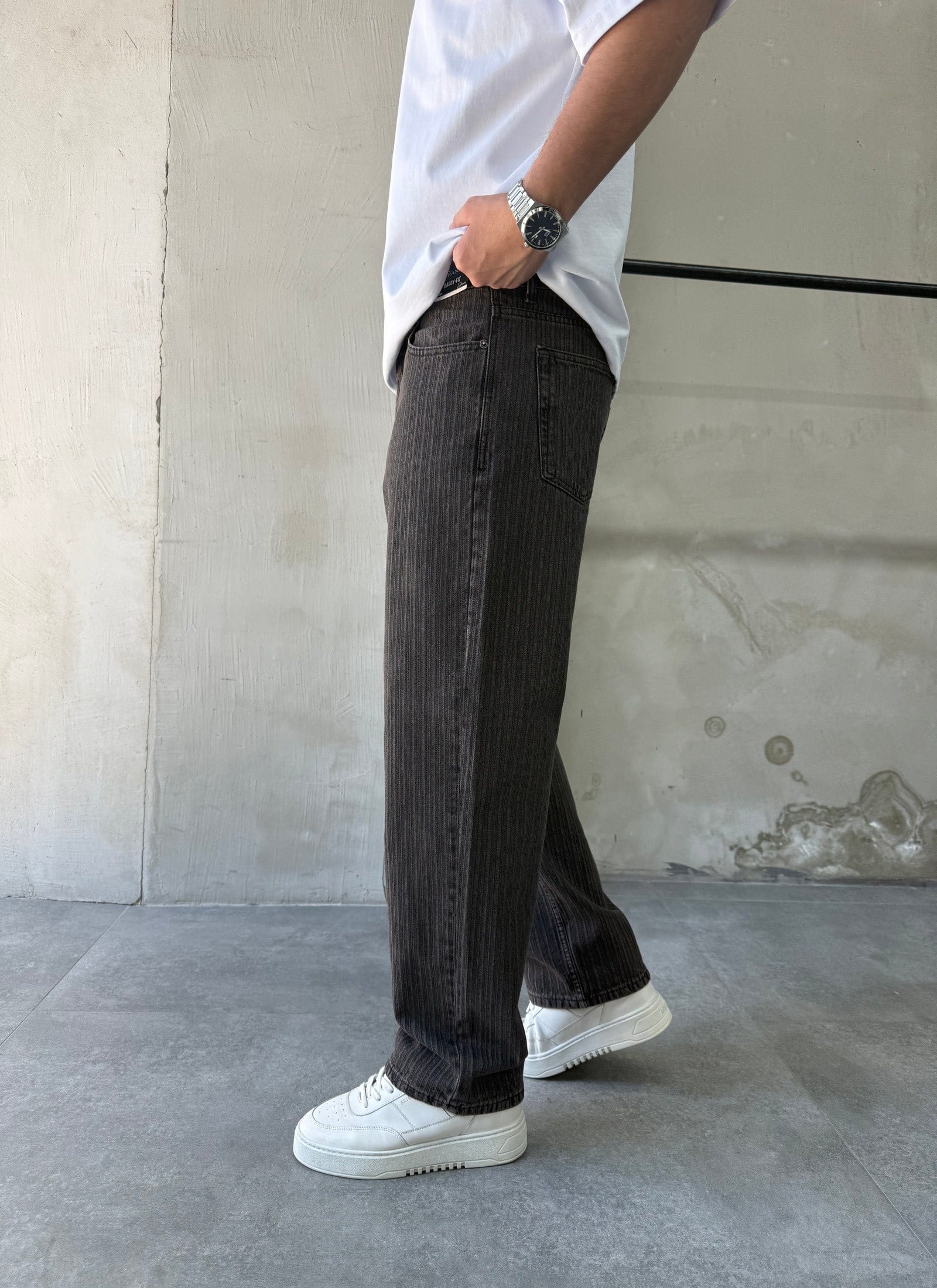 Espiga Soluk Efektli Kahve Baggy Jean
