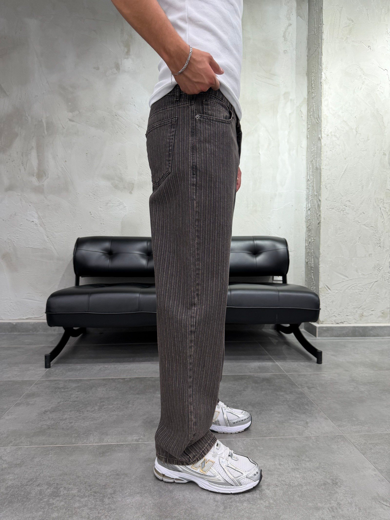 Espiga Soluk Efektli Kahve Baggy Jean