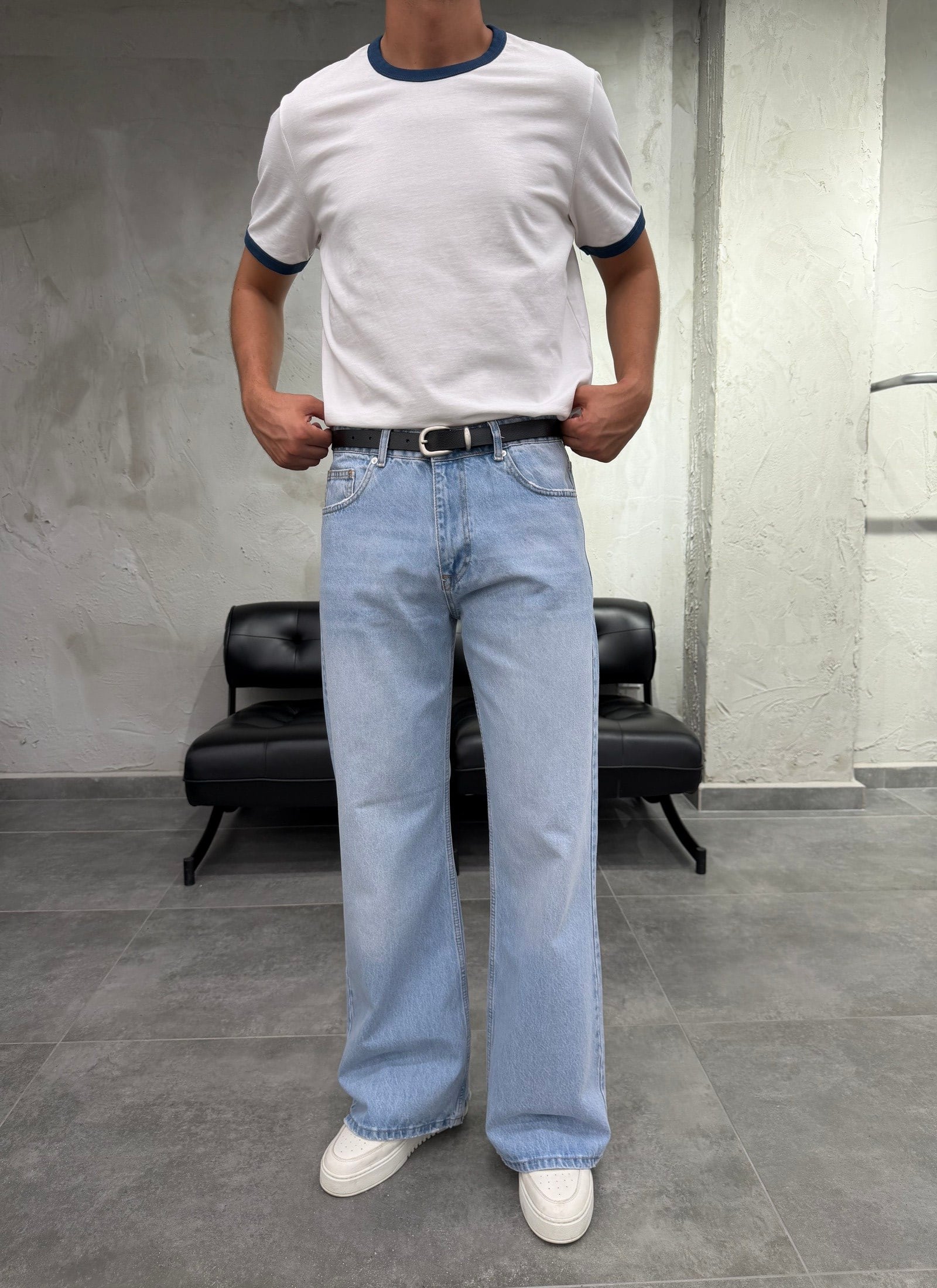 Flare İspanyol Paça Mavi Yıkamalı Fit Jean