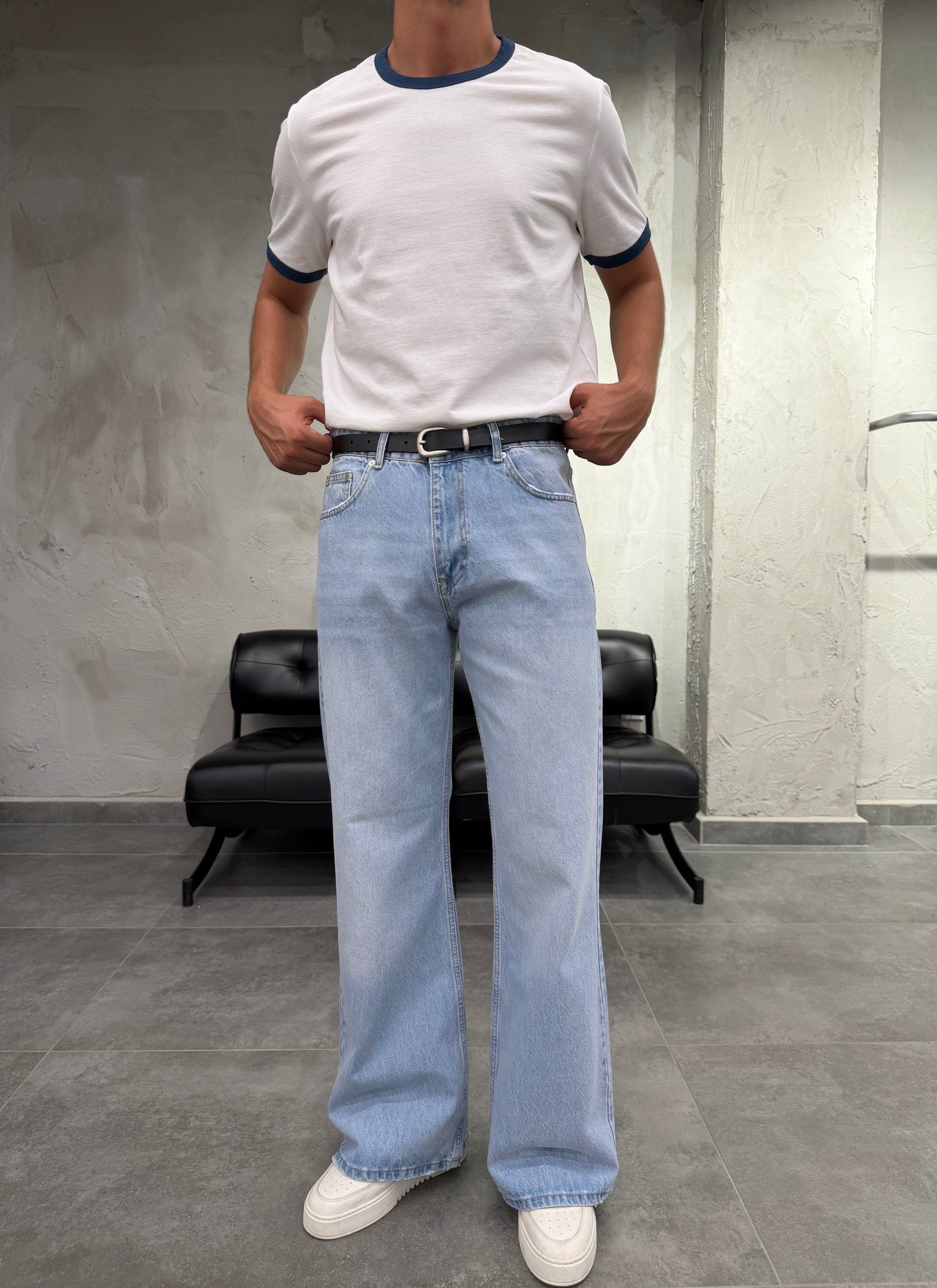 Flare İspanyol Paça Mavi Yıkamalı Fit Jean