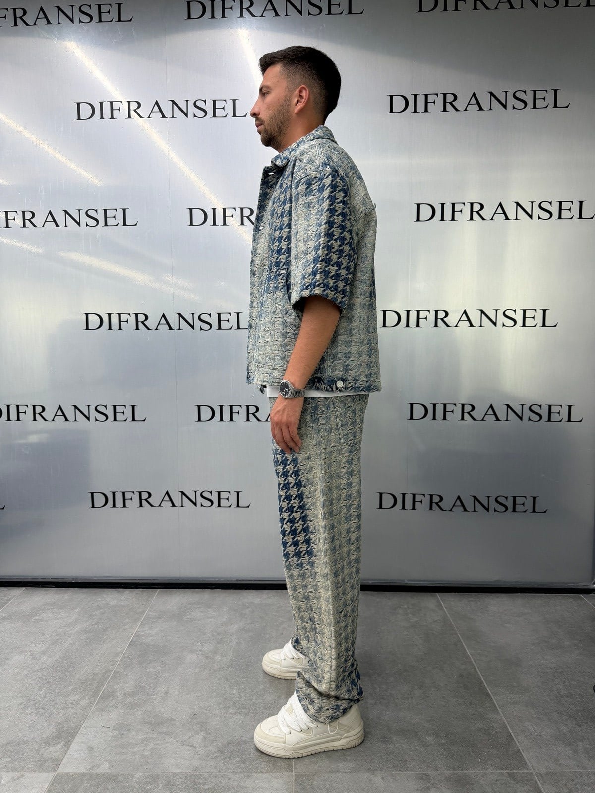 Full Distressed Baggy Fit Tintli Jean Takım