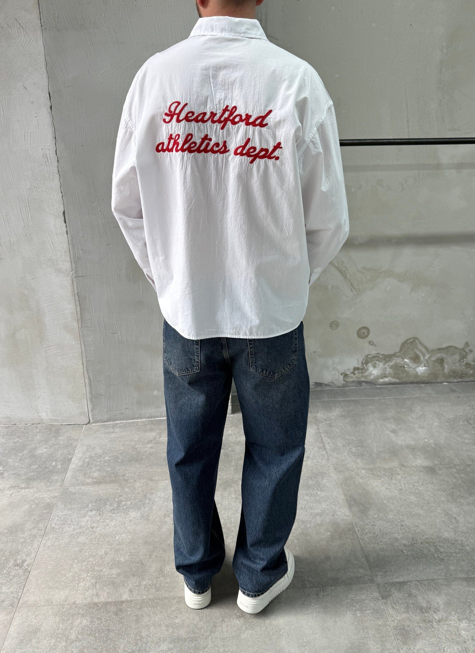 Heartford Nakışlı Oversize Beyaz Gömlek