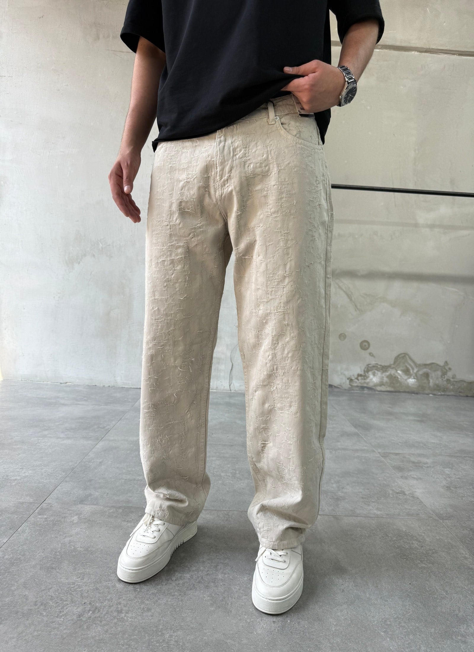 Jakar Desen Taş Baggy Pantolon