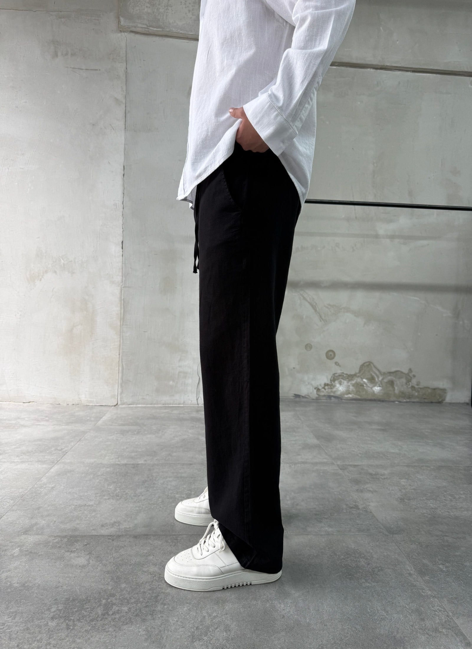 Keten Pamuk Siyah Baggy Pantolon
