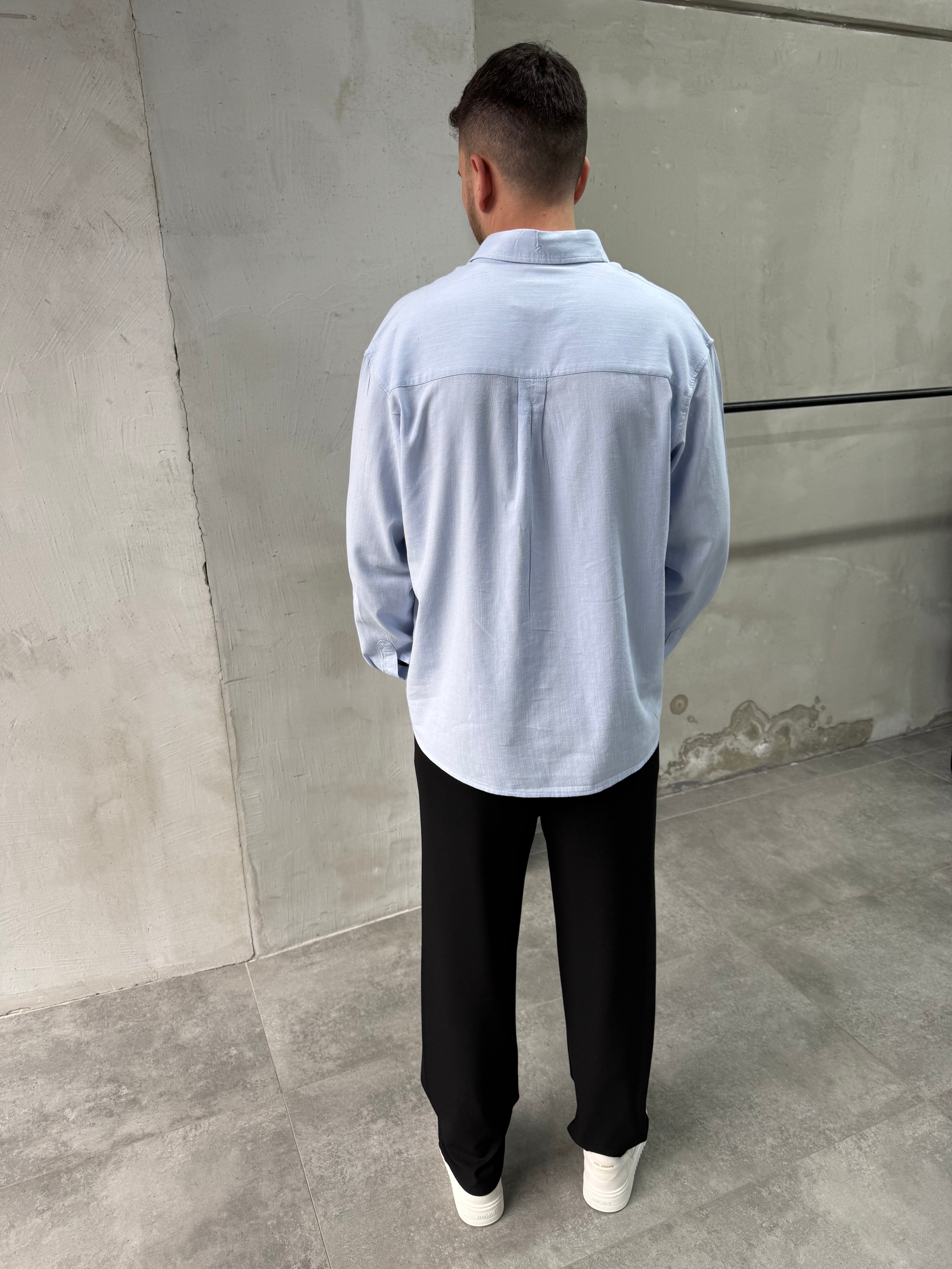 Keten Relaxed Fit Bebe Mavi Gömlek