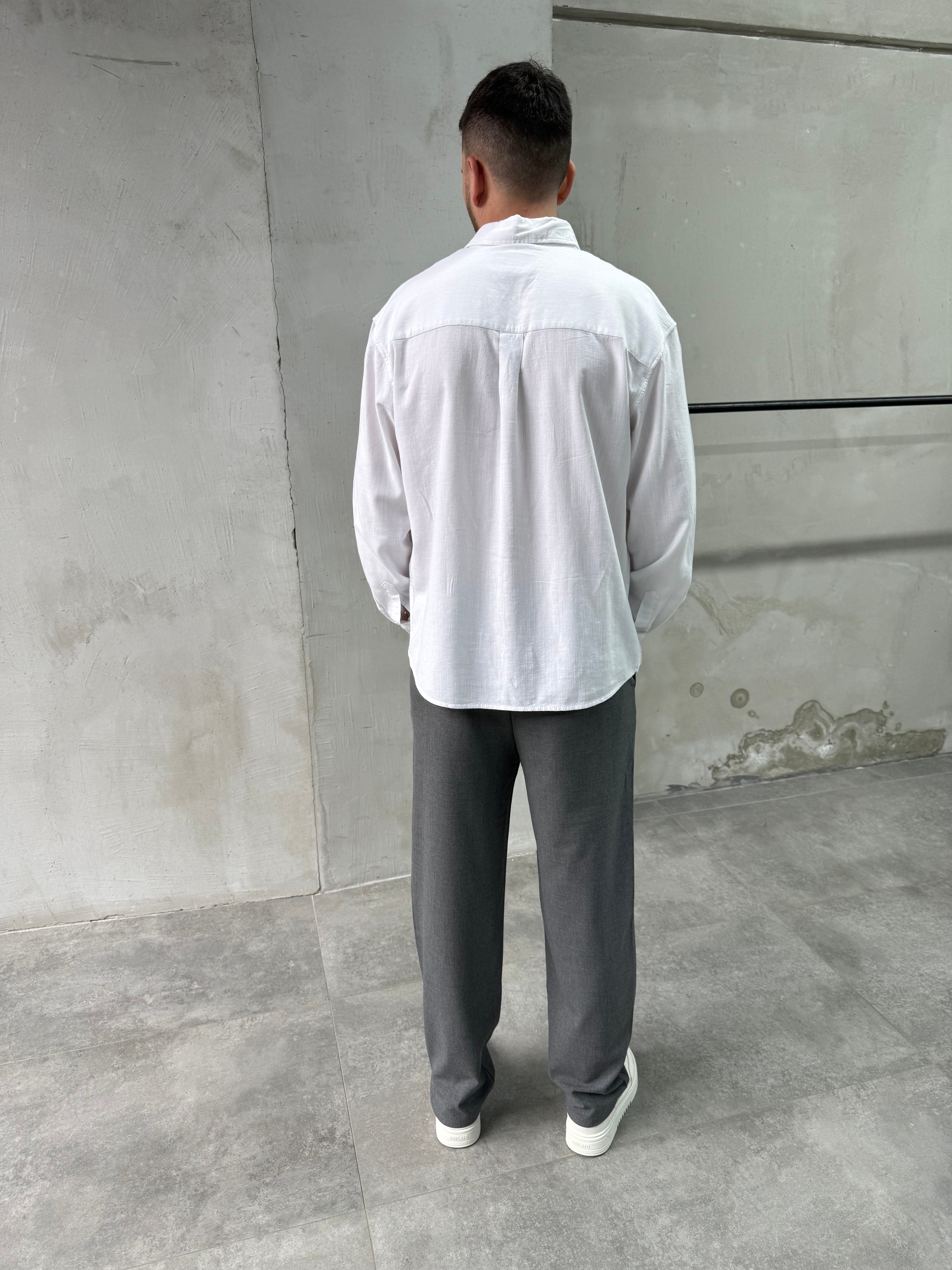 Keten Relaxed Fit Beyaz Gömlek