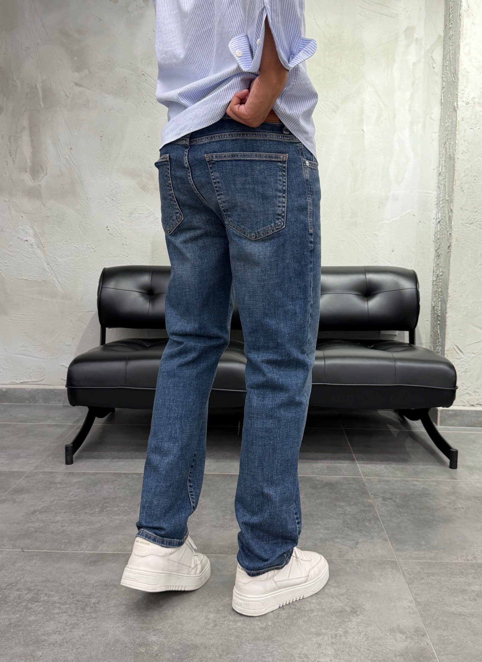 Likralı Düz Paça Tintli Yeşil Regular Fit Jean
