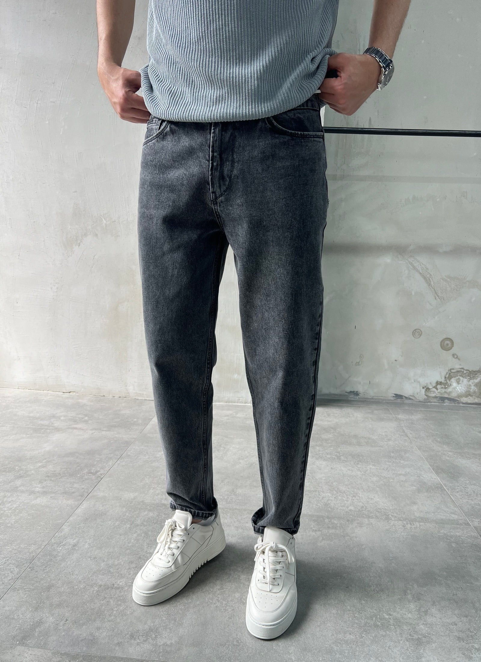 Rahat Kalıp Trend Fit Gri Boyfriend Jean