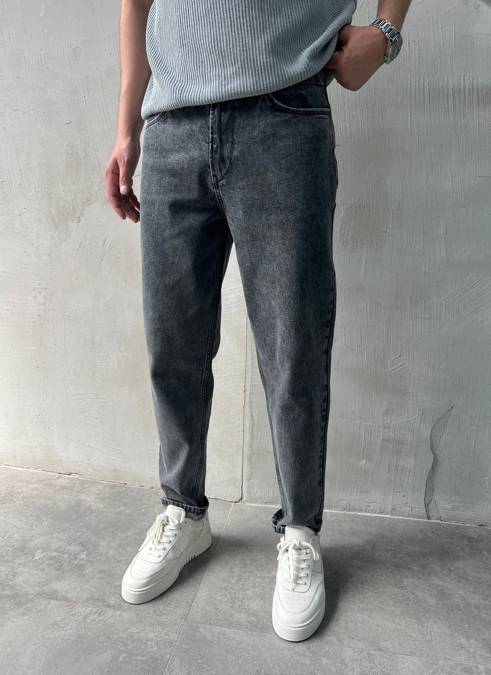 Rahat Kalıp Trend Fit Gri Boyfriend Jean
