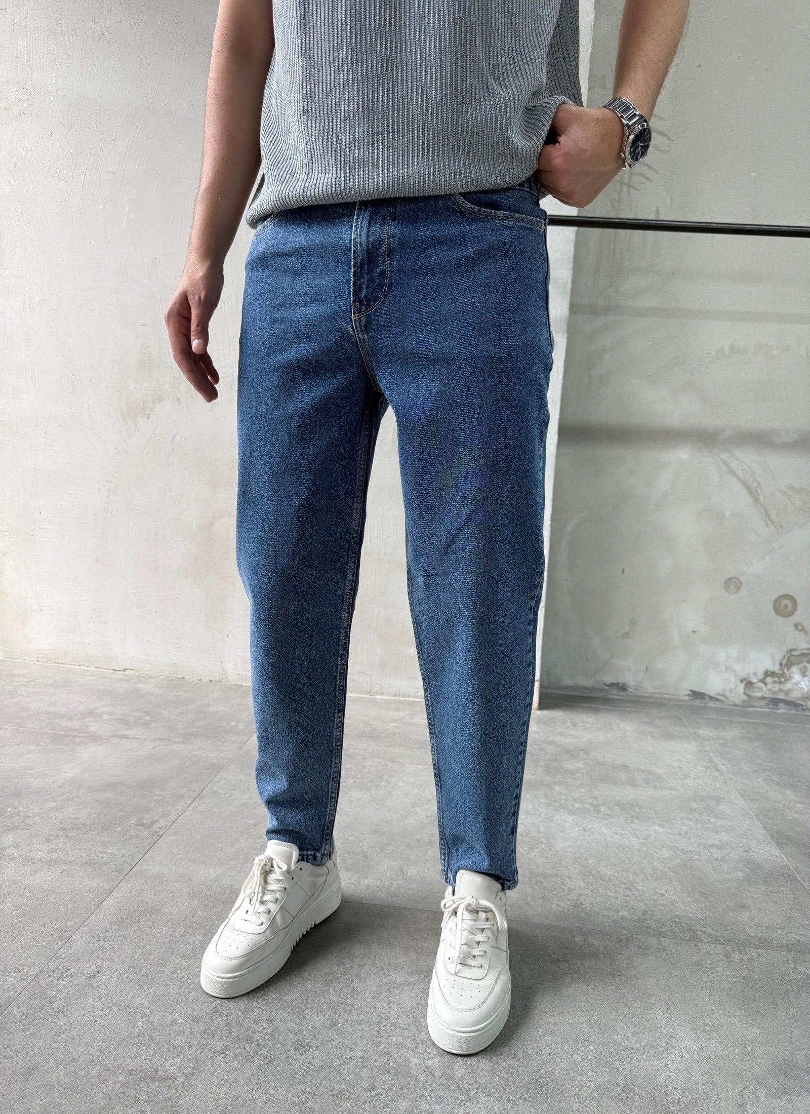 Rahat Kalıp Trend Fit Koyu Mavi Boyfriend Jean