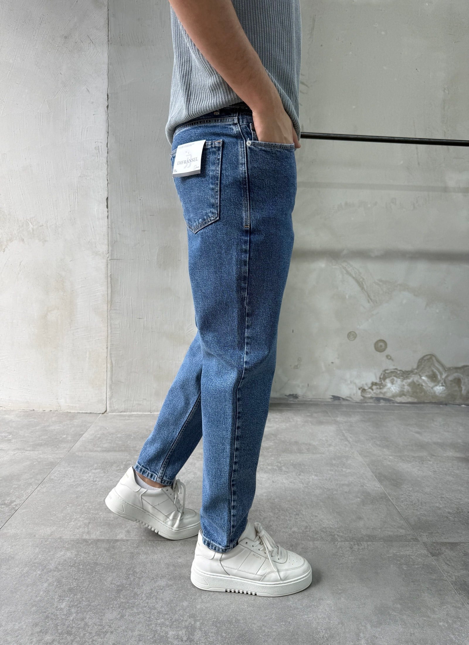 Rahat Kalıp Trend Fit Koyu Mavi Boyfriend Jean