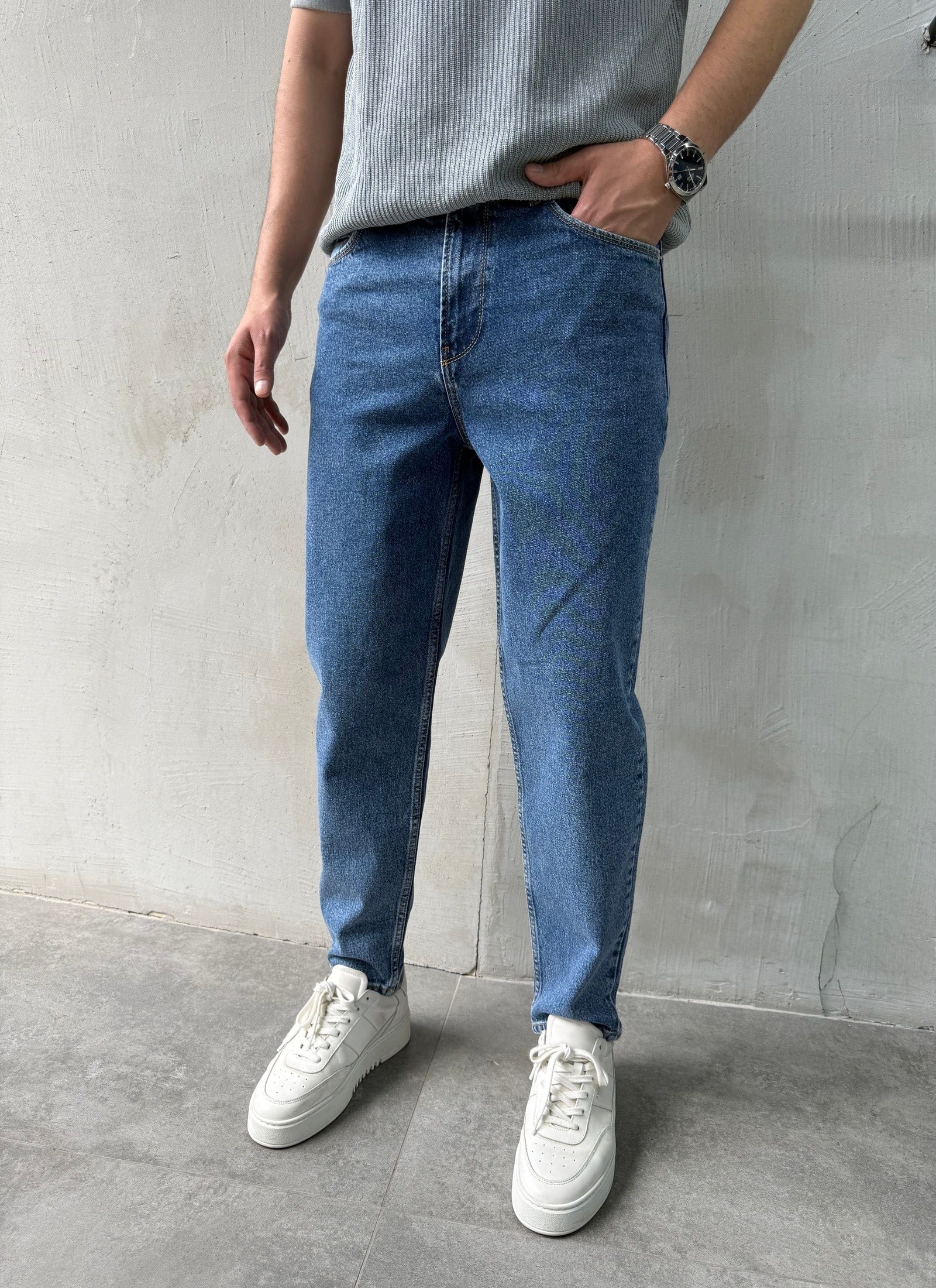 Rahat Kalıp Trend Fit Koyu Mavi Boyfriend Jean