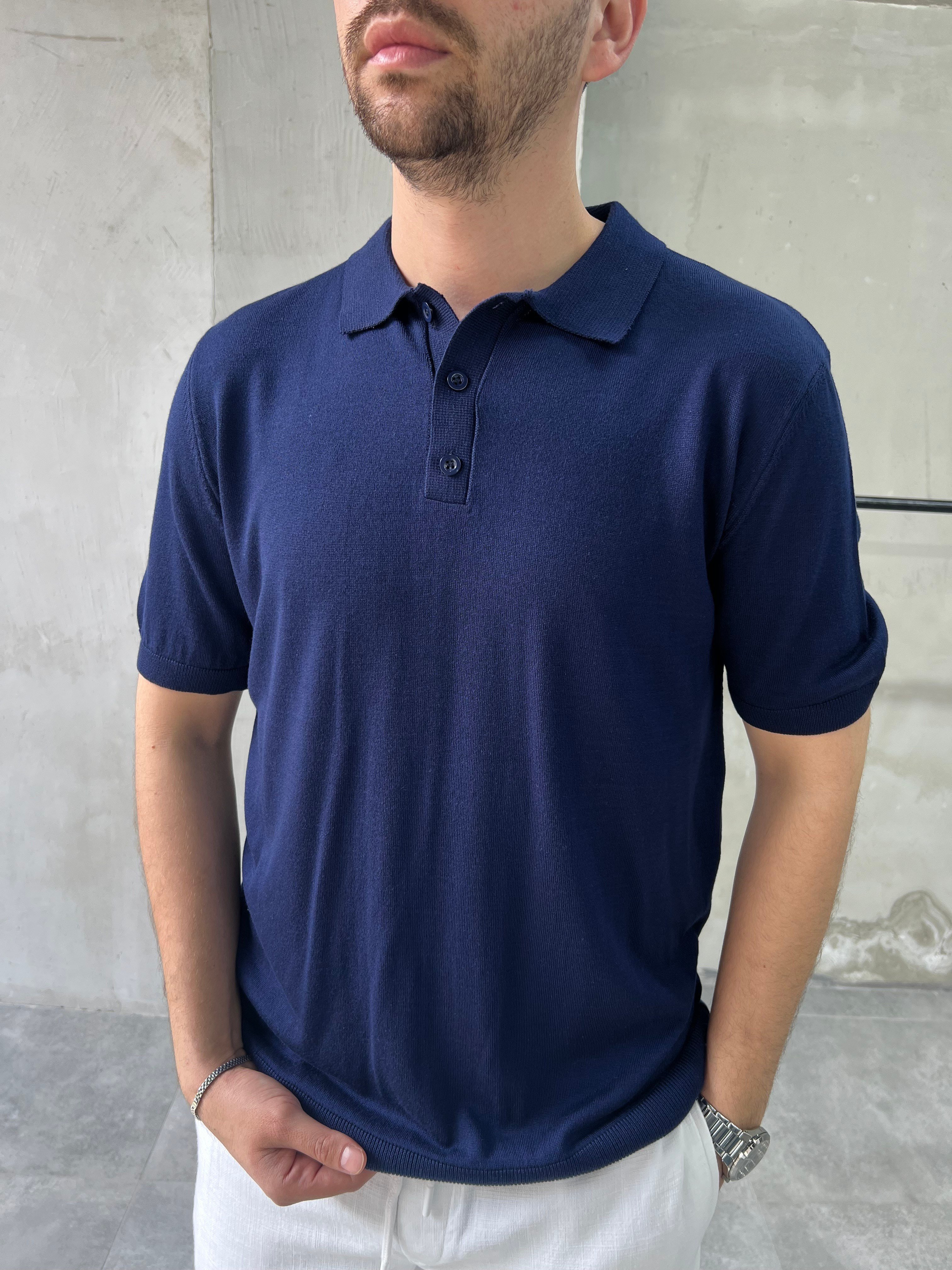 Relax Fiit Düğmeli Polo Yaka Lacivert Tişört