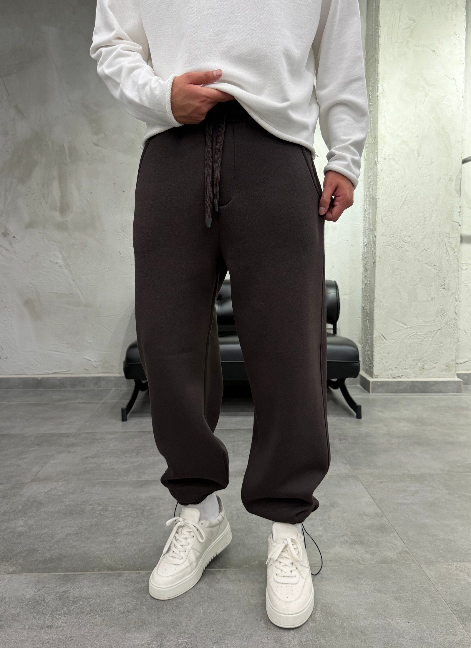 Şardonlu Stoperli Kahve Baggy Eşofman