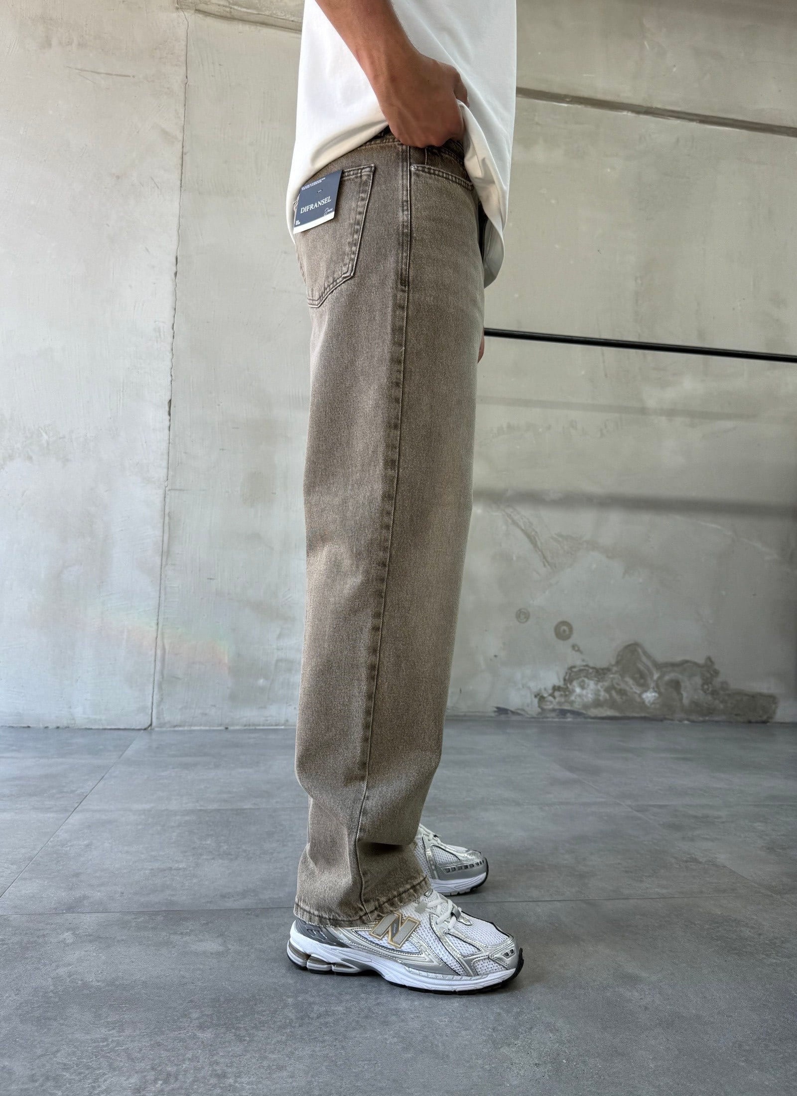 Soluk Efektli Vizon Baggy Jean