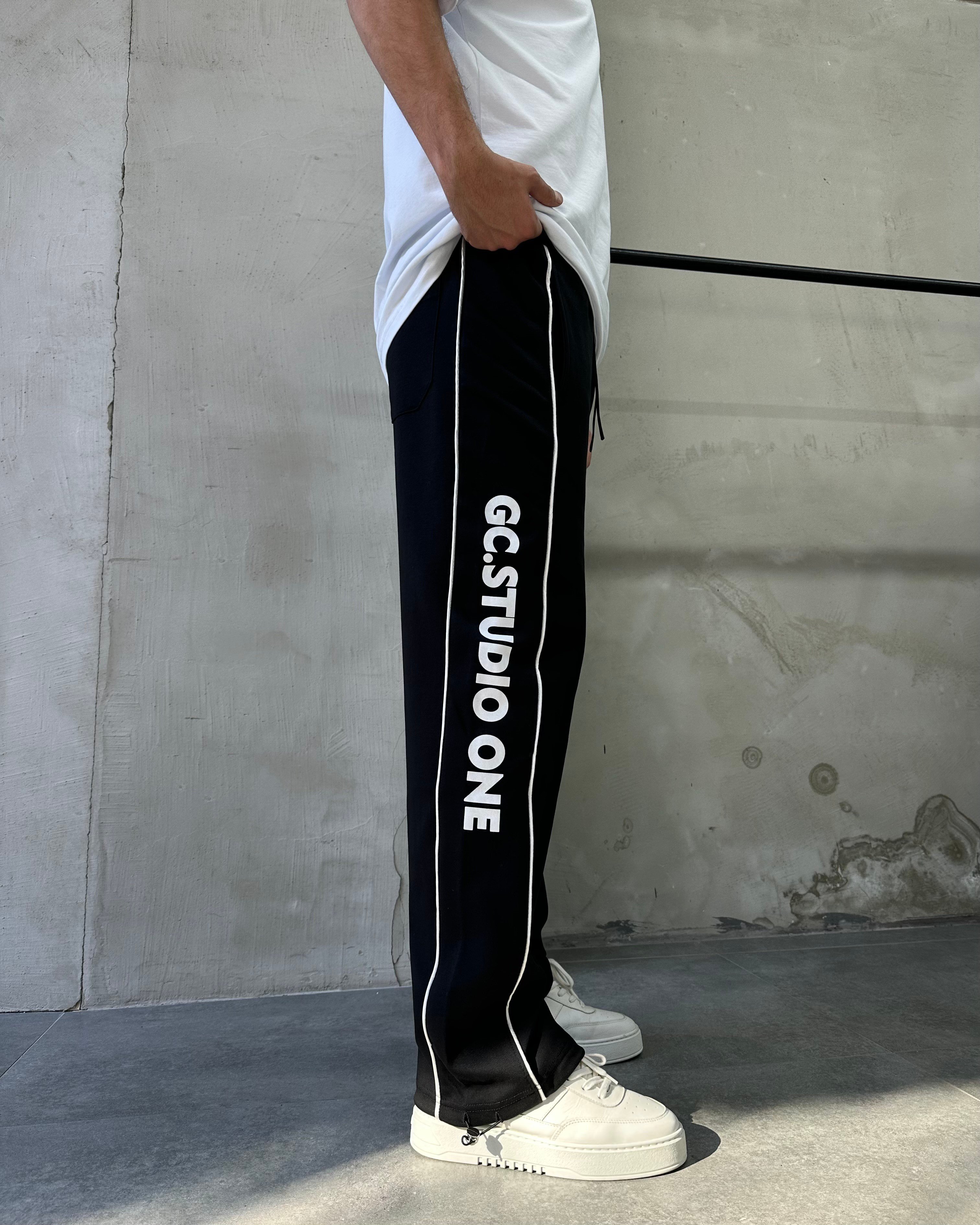 Stoperli Double Face Siyah Baggy Eşofman Altı