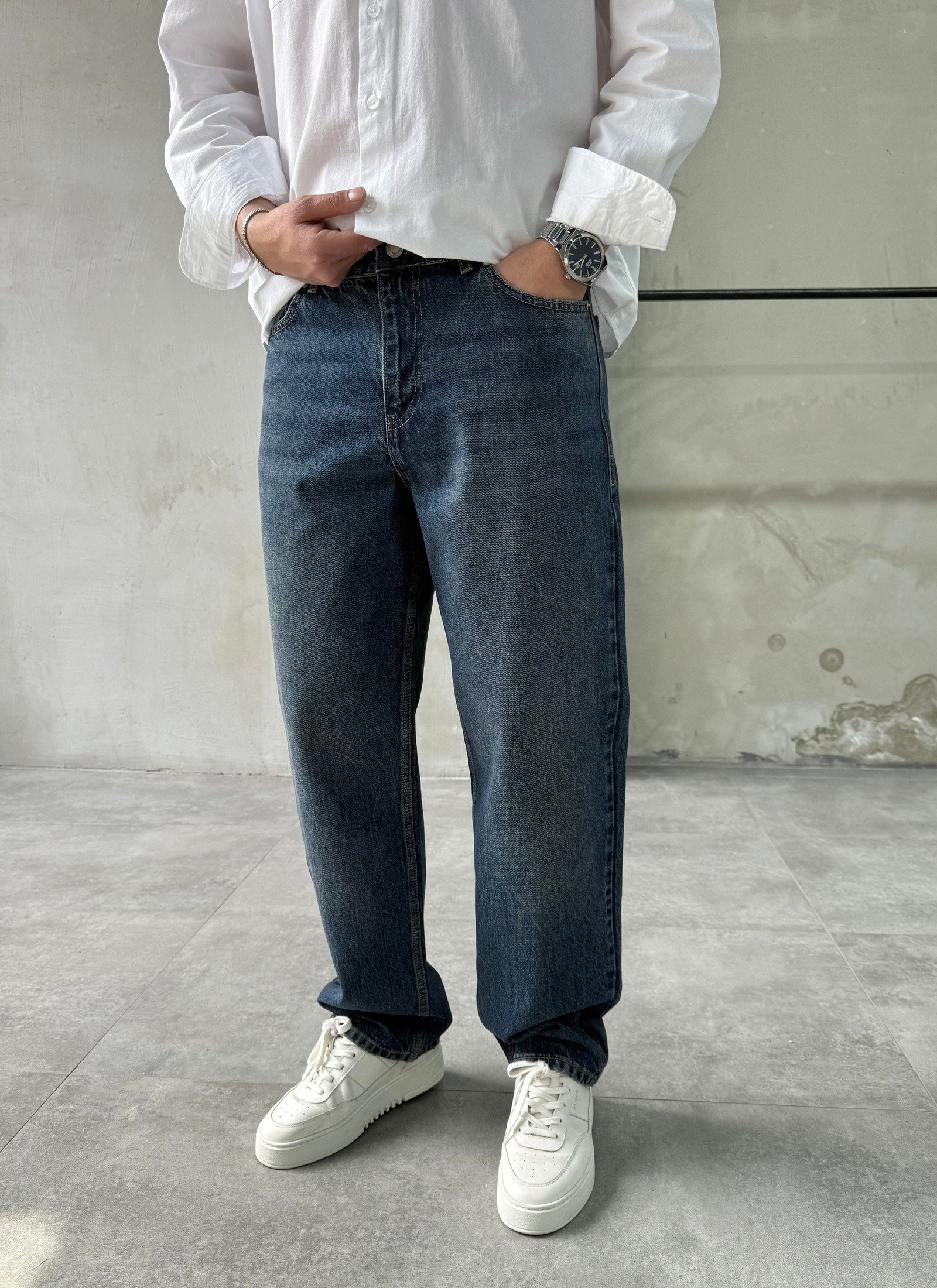Yıkamalı Relaxed Fit Tintli Yeşil Boyfriend Jean