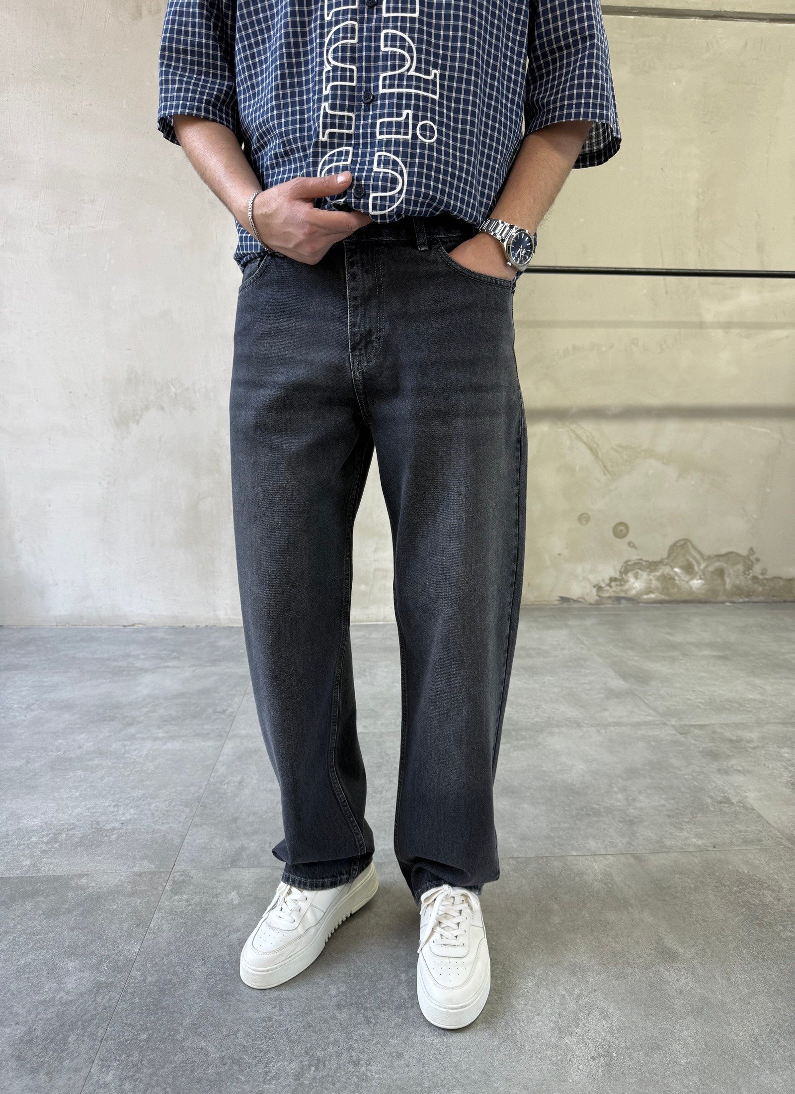 Yıkamalı Trend Model Antrasit Baggy Jean
