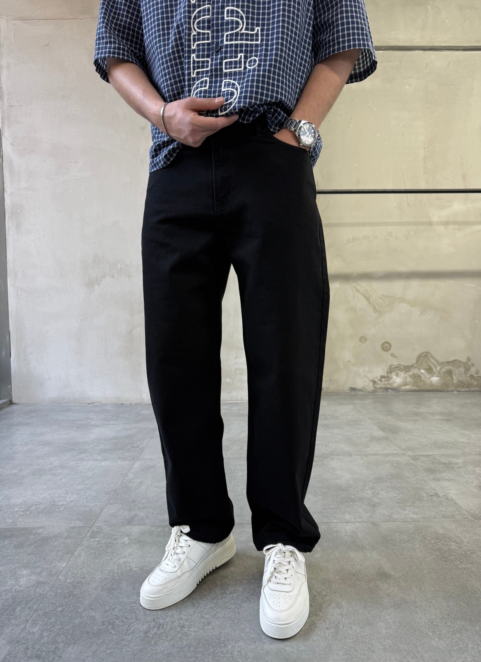 Yıkamalı Trend Model Siyah Baggy Jean