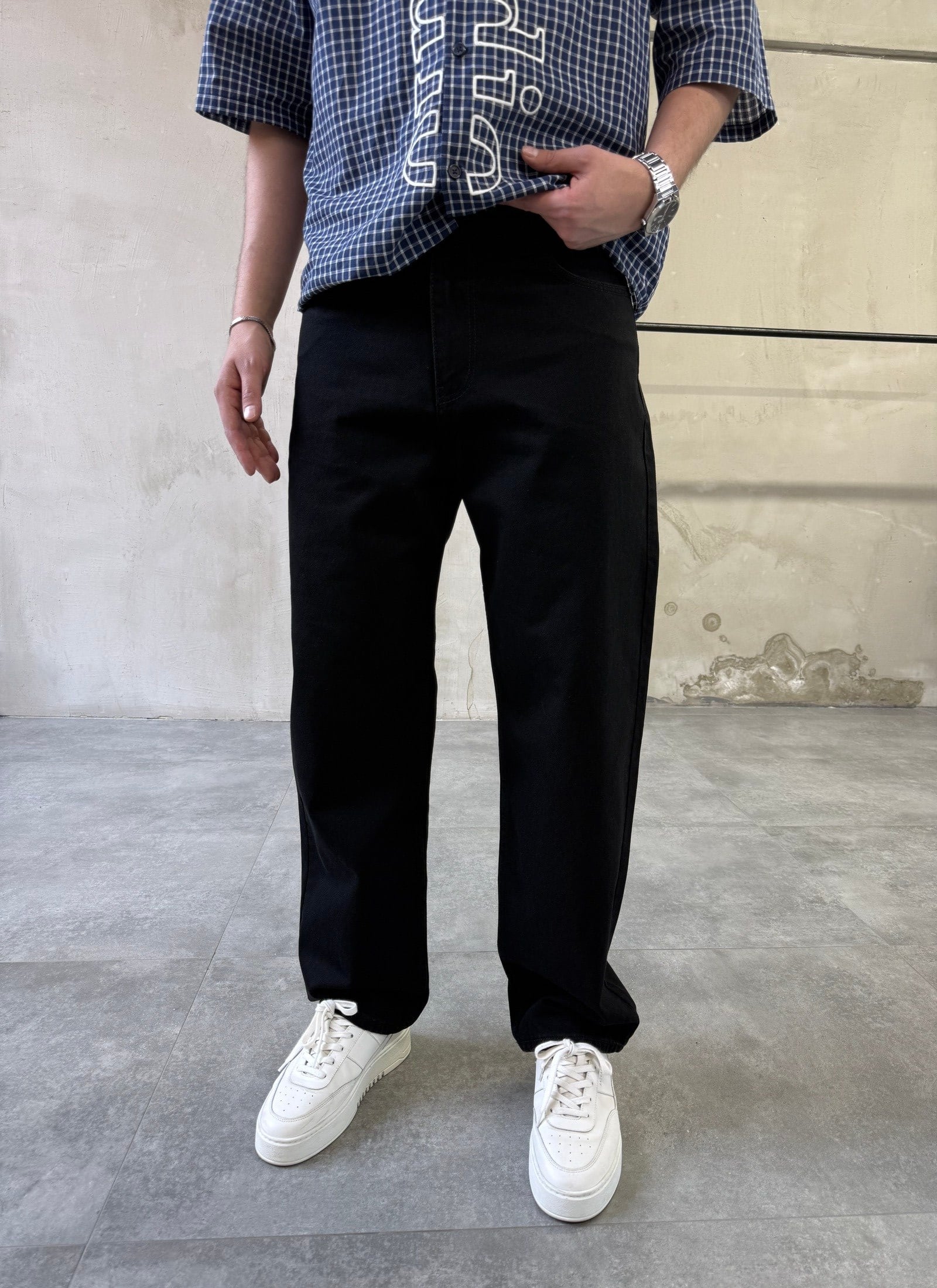 Yıkamalı Trend Model Siyah Baggy Jean