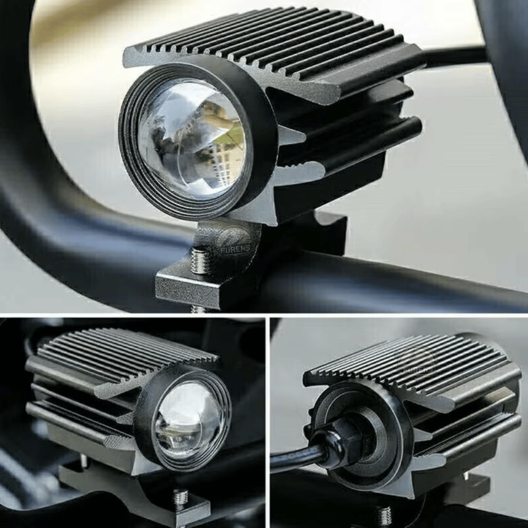 2 Adet Mercekli Motosiklet Scooter ATV Uyumlu Sis Farı Sarı-Beyaz Çift Renk 12V 50W F-Tip