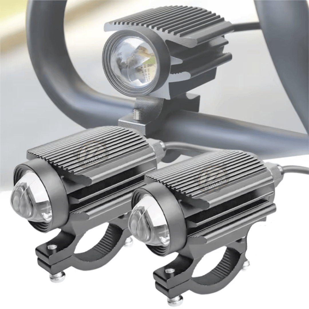 2 Adet Mercekli Motosiklet Scooter ATV Uyumlu Sis Farı Sarı-Beyaz Çift Renk 12V 50W F-Tip