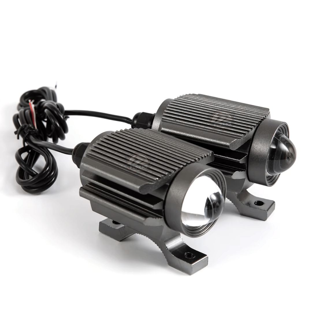 2 Adet Mercekli Motosiklet Scooter ATV Uyumlu Sis Farı Sarı-Beyaz Çift Renk 12V 50W F-Tip