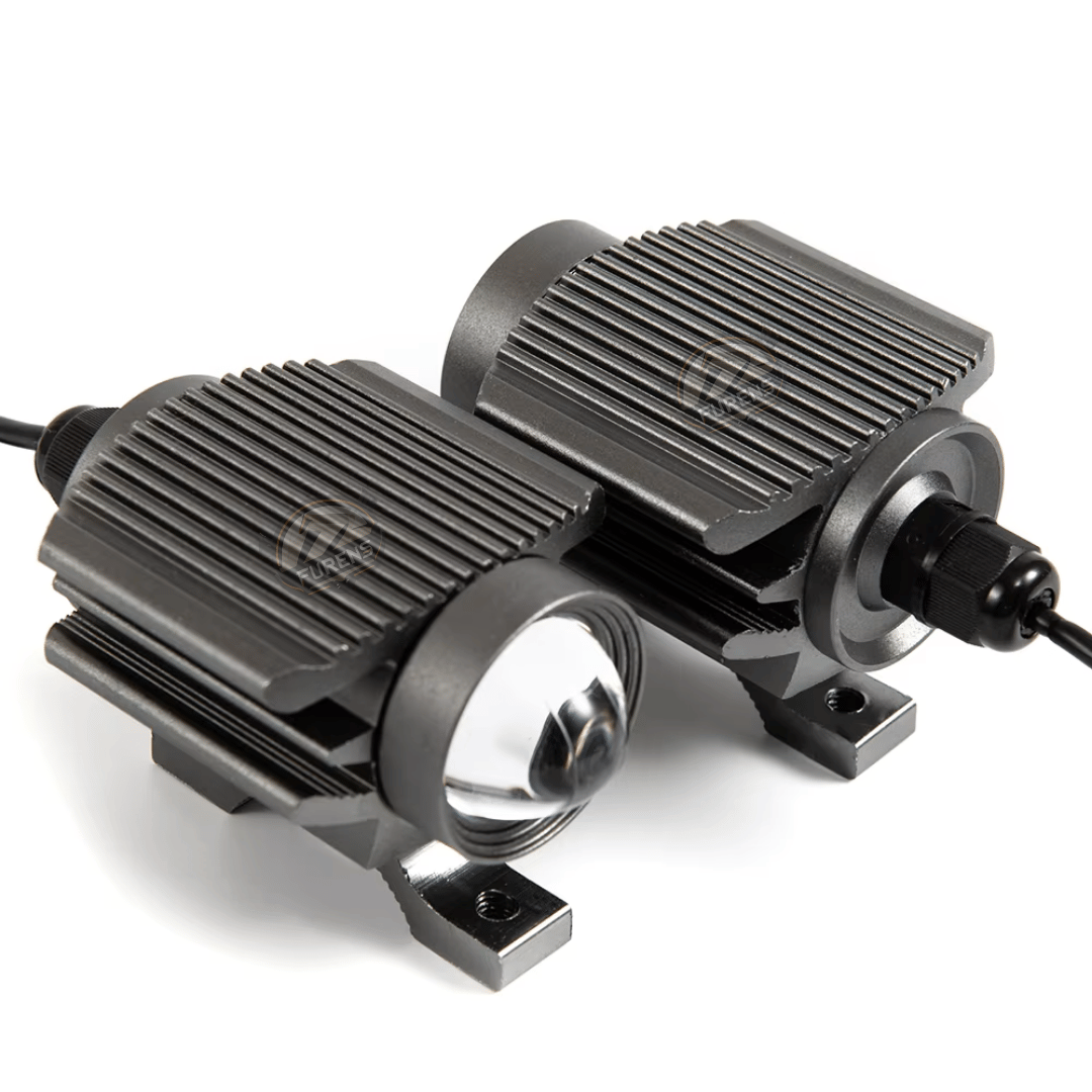 2 Adet Mercekli Motosiklet Scooter ATV Uyumlu Sis Farı Sarı-Beyaz Çift Renk 12V 50W F-Tip