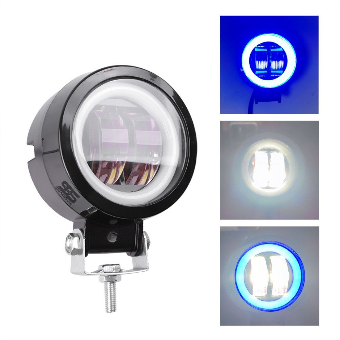 Angel Motosiklet Led Sis Farı 1 Adet Mavi 12v Off Road Led Tepe Sis Lambası