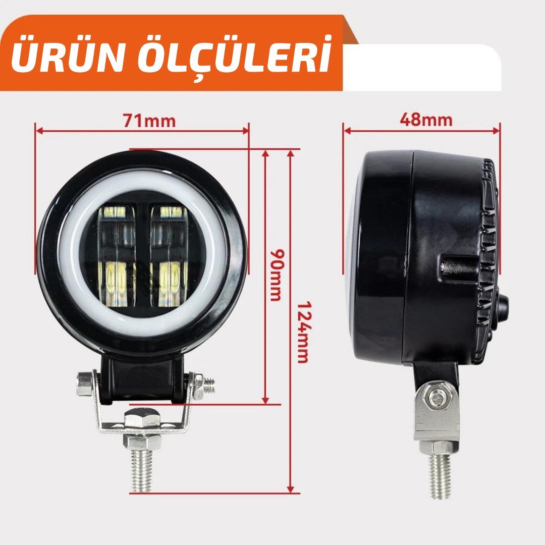 Angel Motosiklet Led Sis Farı 1 Adet Turuncu 12v Off Road Led Tepe Sis Lambası
