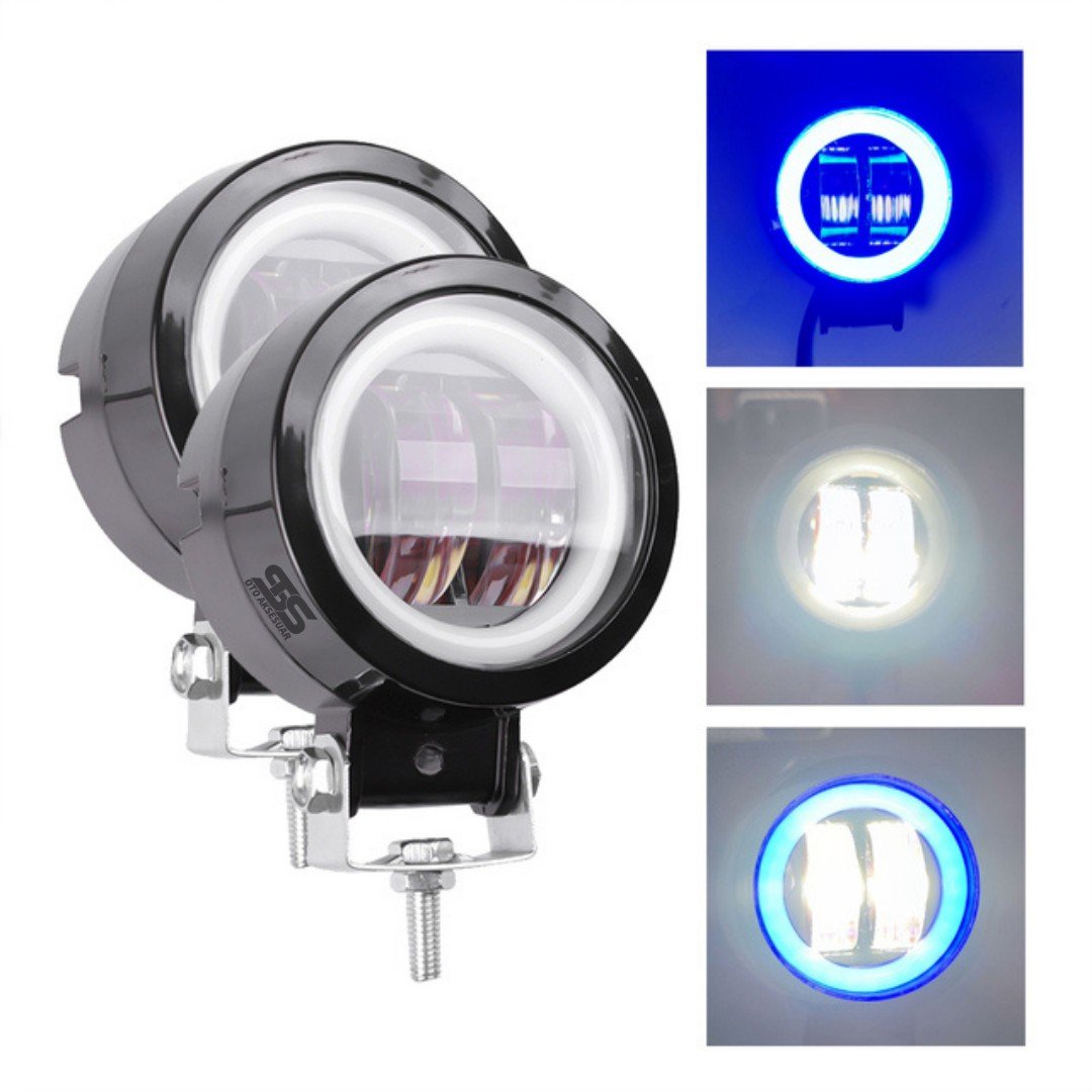 Angel Motosiklet Led Sis Farı 2 Li Set Mavi 12v Off Road Led Tepe Sis Lambası