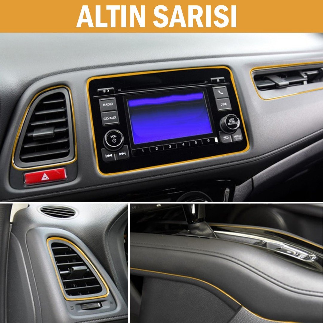 Araç İçi Dekoratif Torpido Ve Kapı Döşeme Fitili Neon Ip 5 Metre Altın Sarısı