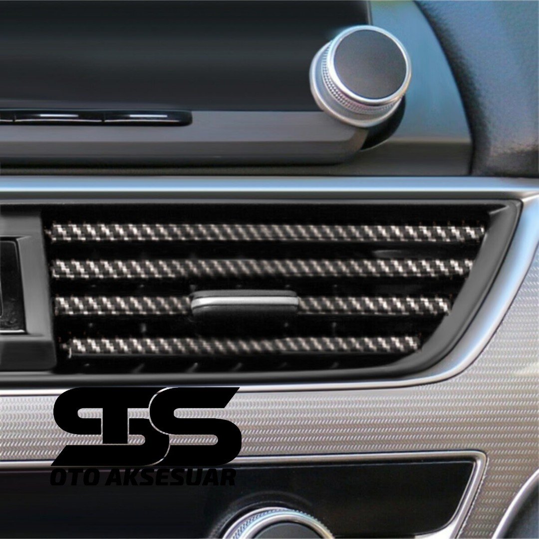 Araç Içi Klima Havalandırma Izgarası Karbon Trim Seti Film Şerit Havalandırma Izgarası Karbon Trim Şerit