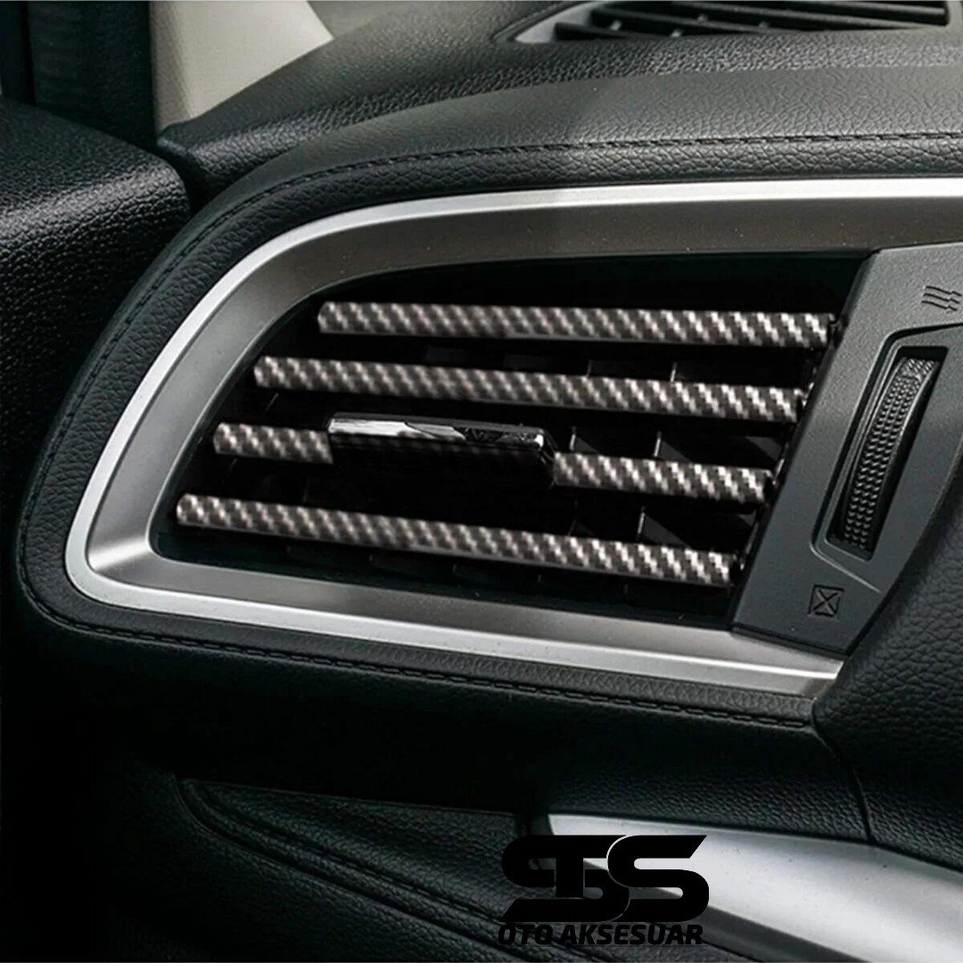Araç Içi Klima Havalandırma Izgarası Karbon Trim Seti Film Şerit Havalandırma Izgarası Karbon Trim Şerit