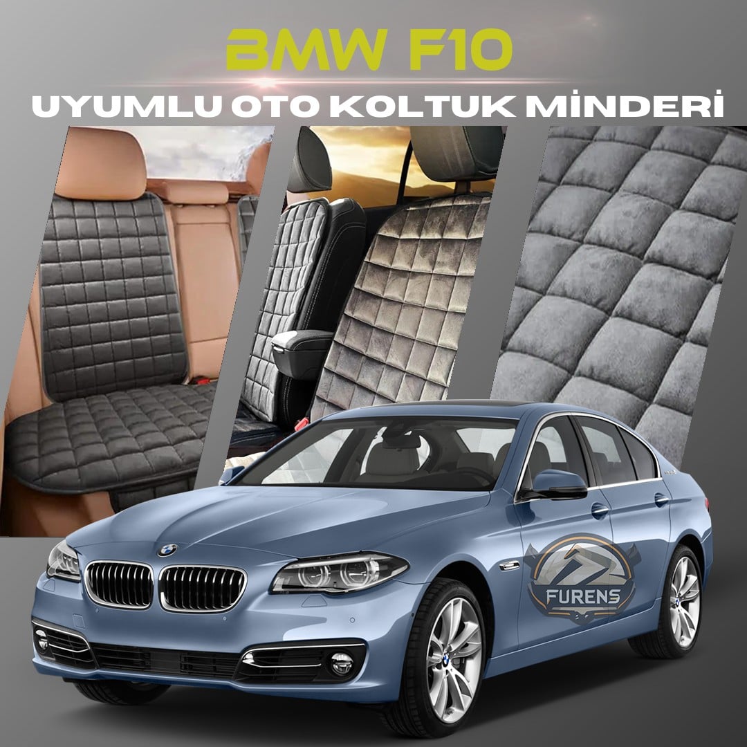 Bmw F10 Antrasit Renk Tay Tüyü Cepli & Terletmez Sırtlı Oto Koltuk Minder Seti - Koltuk Koruma Kılıfı (ÖN & ARKA TAM SET)