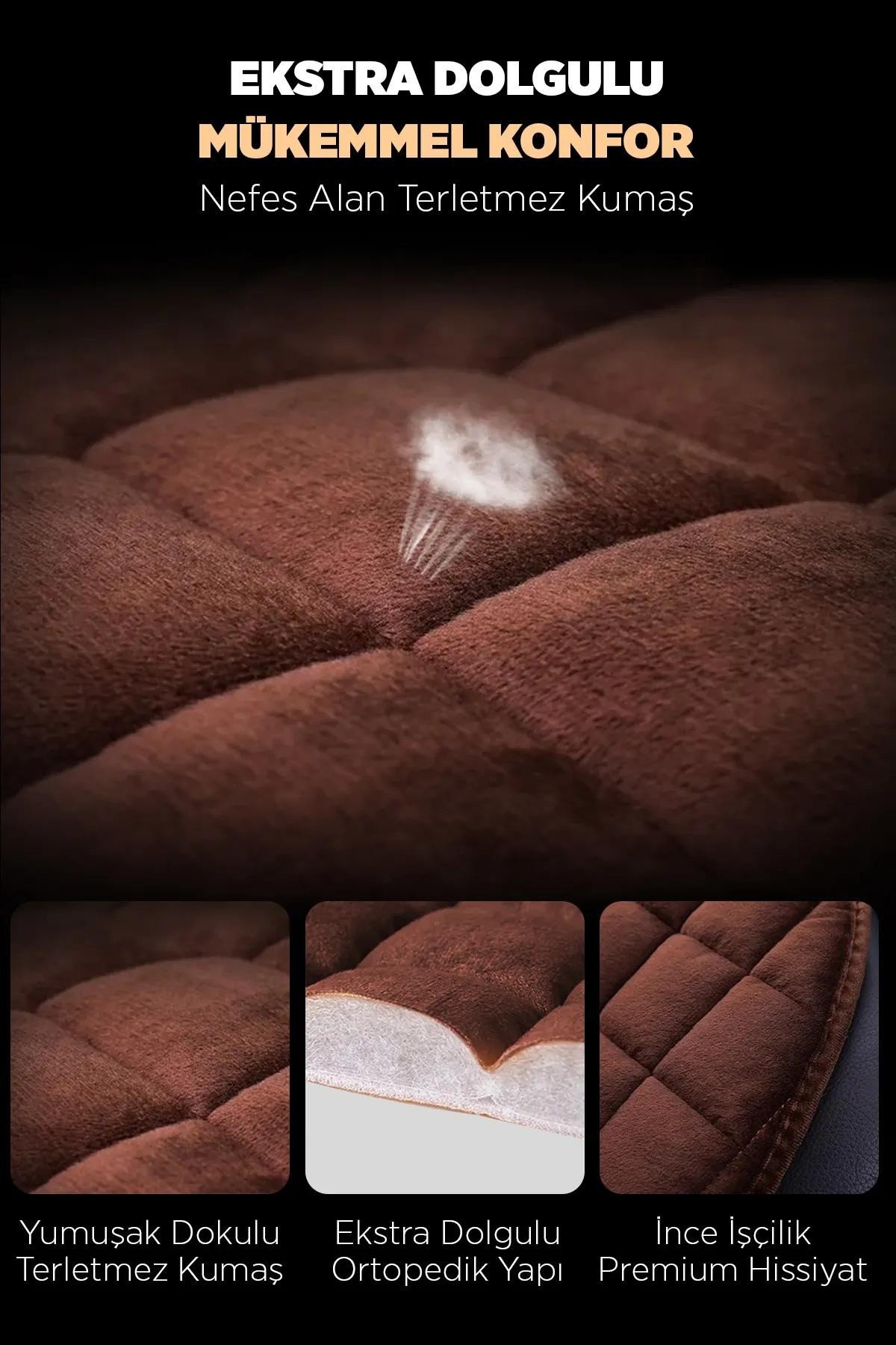 Bmw F10 Antrasit Renk Tay Tüyü Cepli & Terletmez Sırtlı Oto Koltuk Minder Seti - Koltuk Koruma Kılıfı (ÖN & ARKA TAM SET)