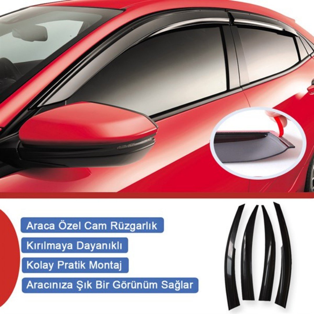 Cam Rüzgarlığı Honda Civic ies 1996-2001 Arası Sedan Mügen Tip Piano Black