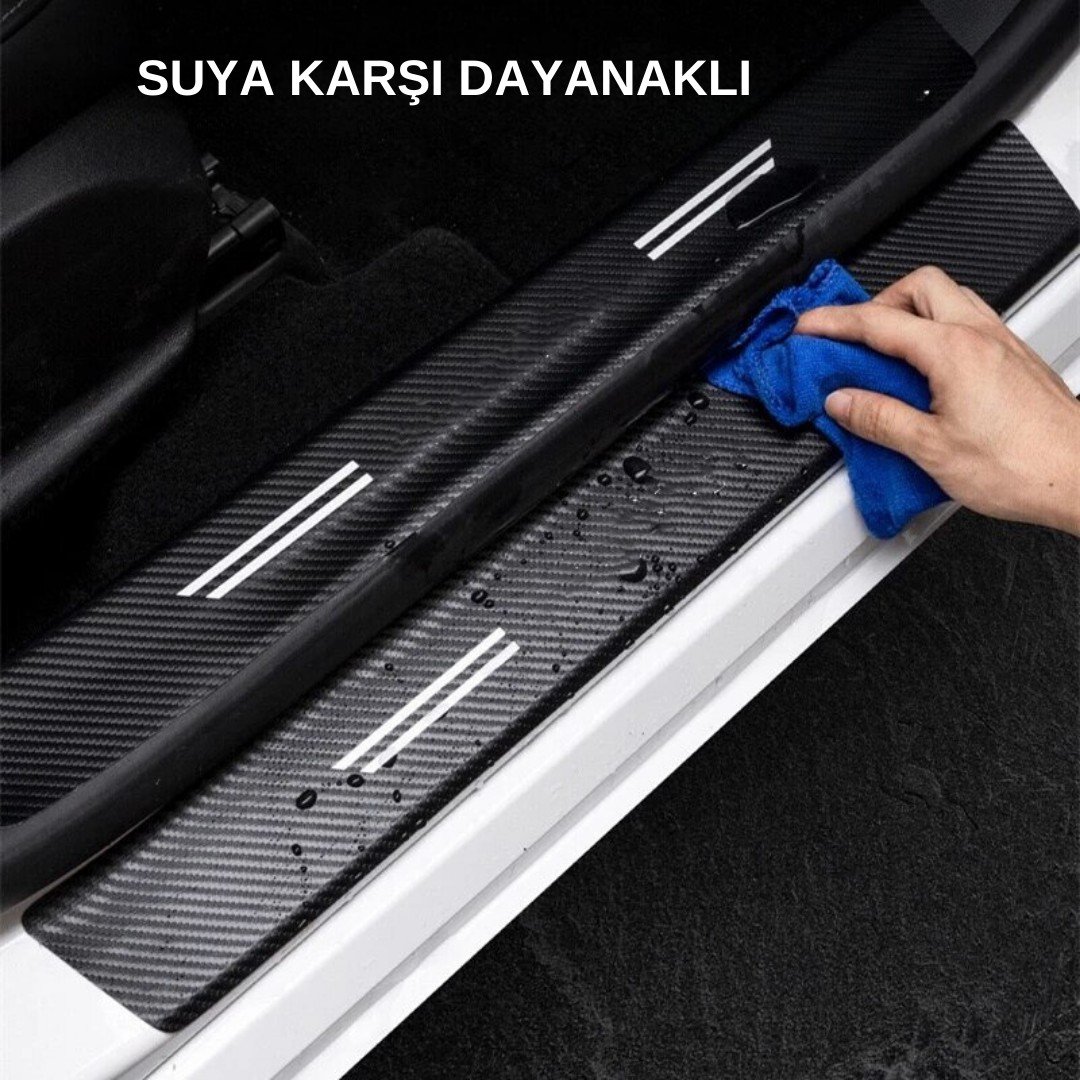Chevrolet Logolu Karbon Kapı Eşiği Koruyucu Bant Folyo 4'lü Set