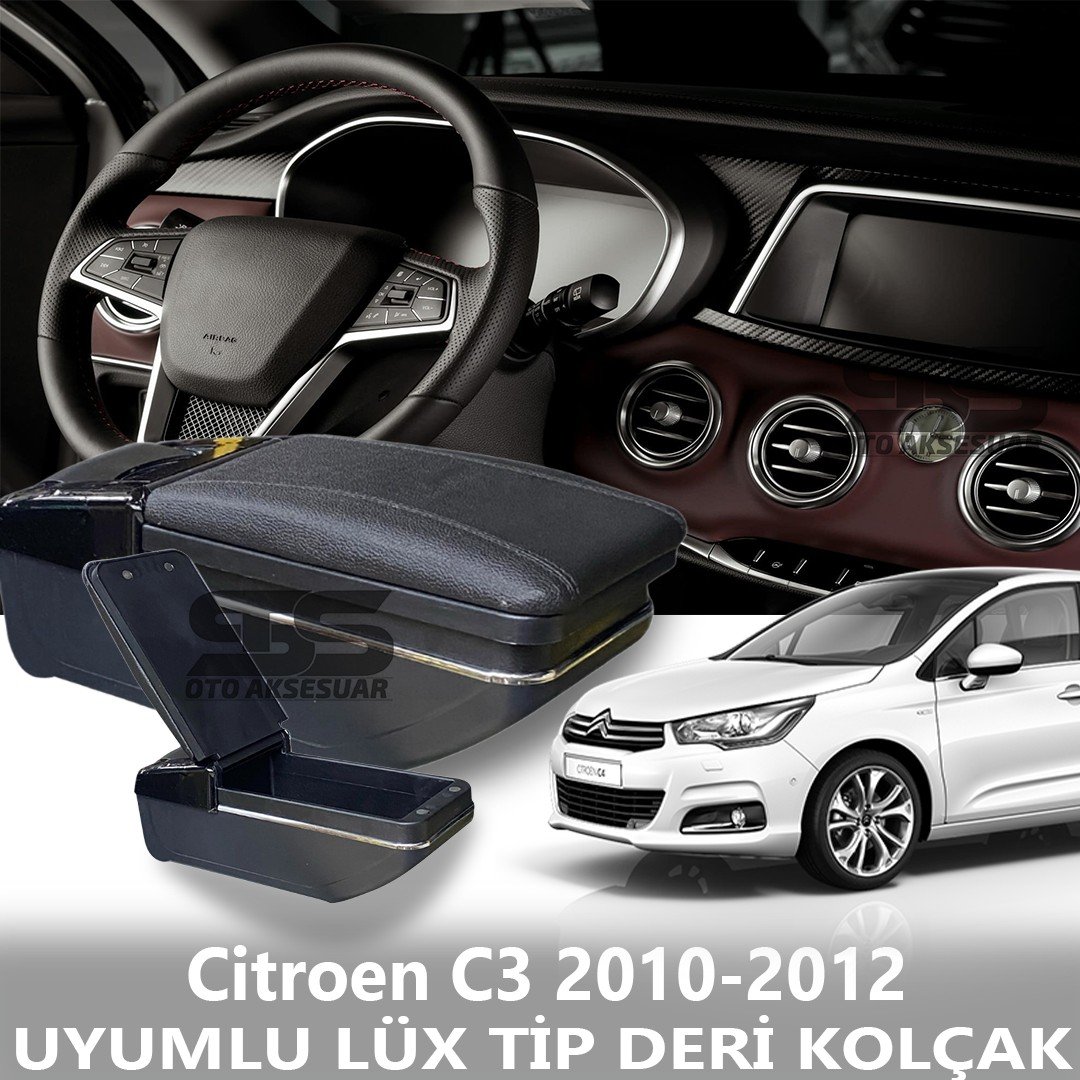 Citroen C3 2010-2012 Uyumlu Premium  Deri Kol Dayama Kolçak Lüx Tip 