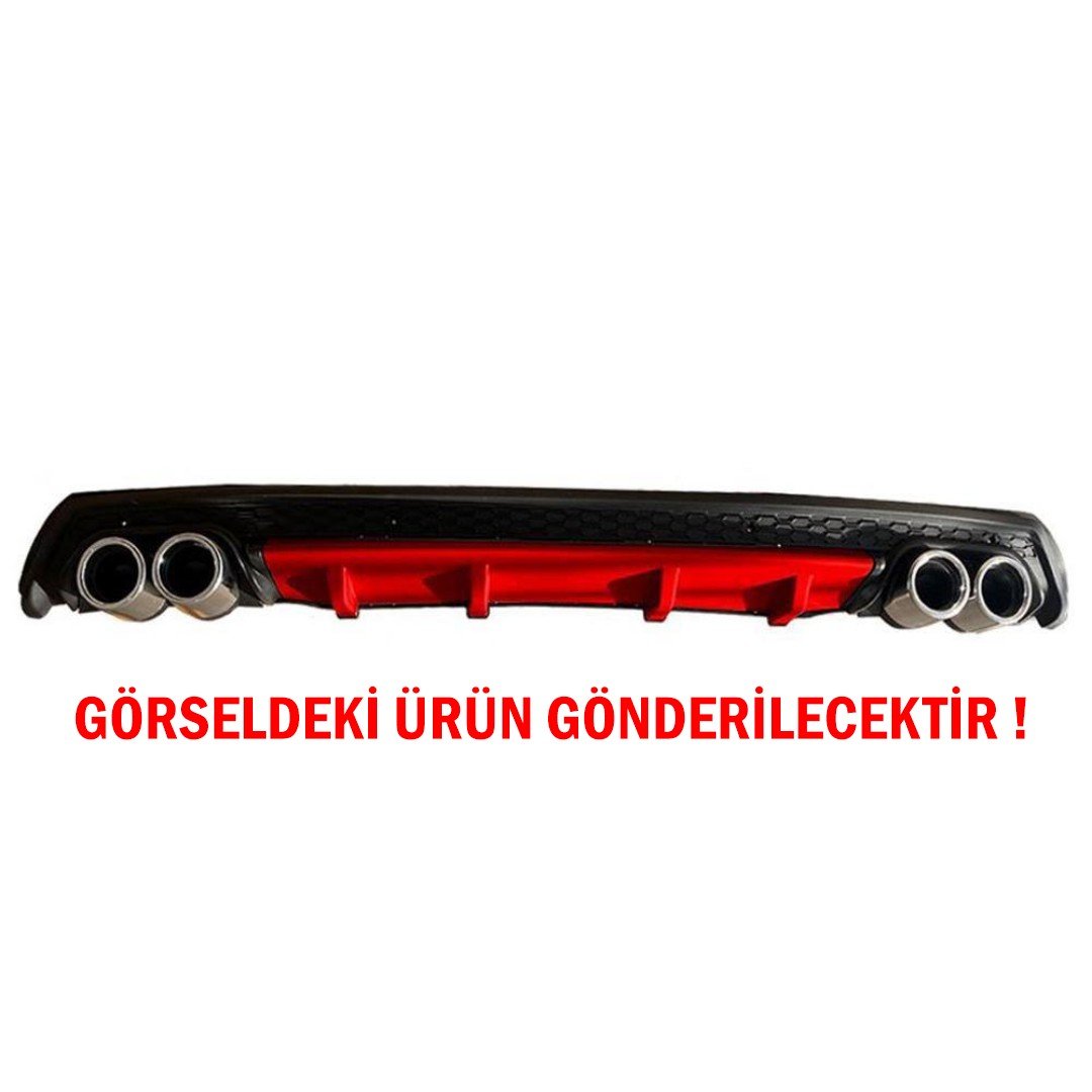 Citroen C4 Difüzör Arka Tampon Eki 4 Egzoz Çıkışlı Kırmızı Lüx Tip