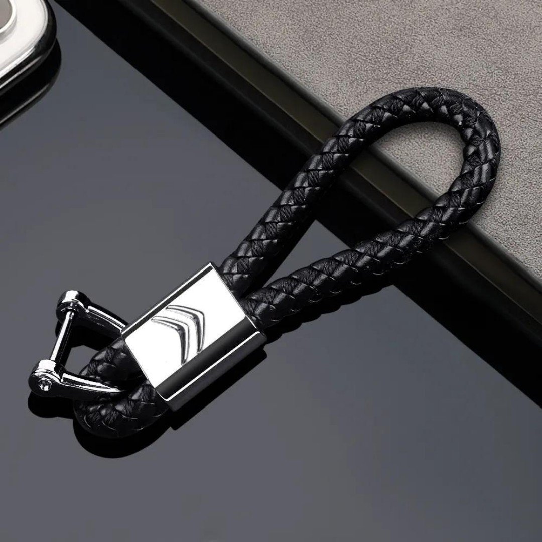 Citroen Gerçek Deri Örgü Anahtarlık