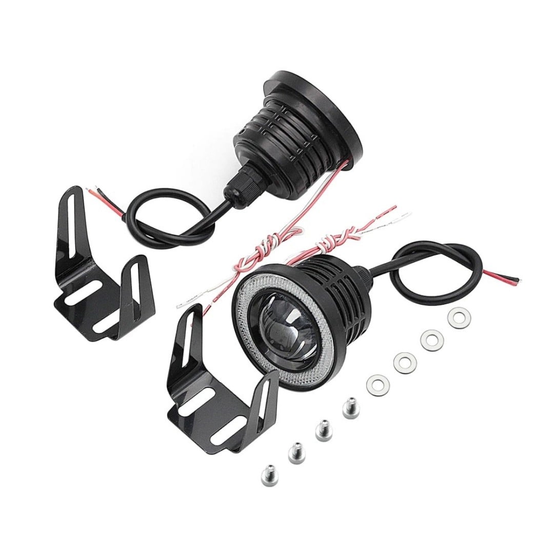 Fiat Doblo D4 Uyumlu, Universal Mercekli Led Angel Sis Farı, 76mm Beyaz Renk