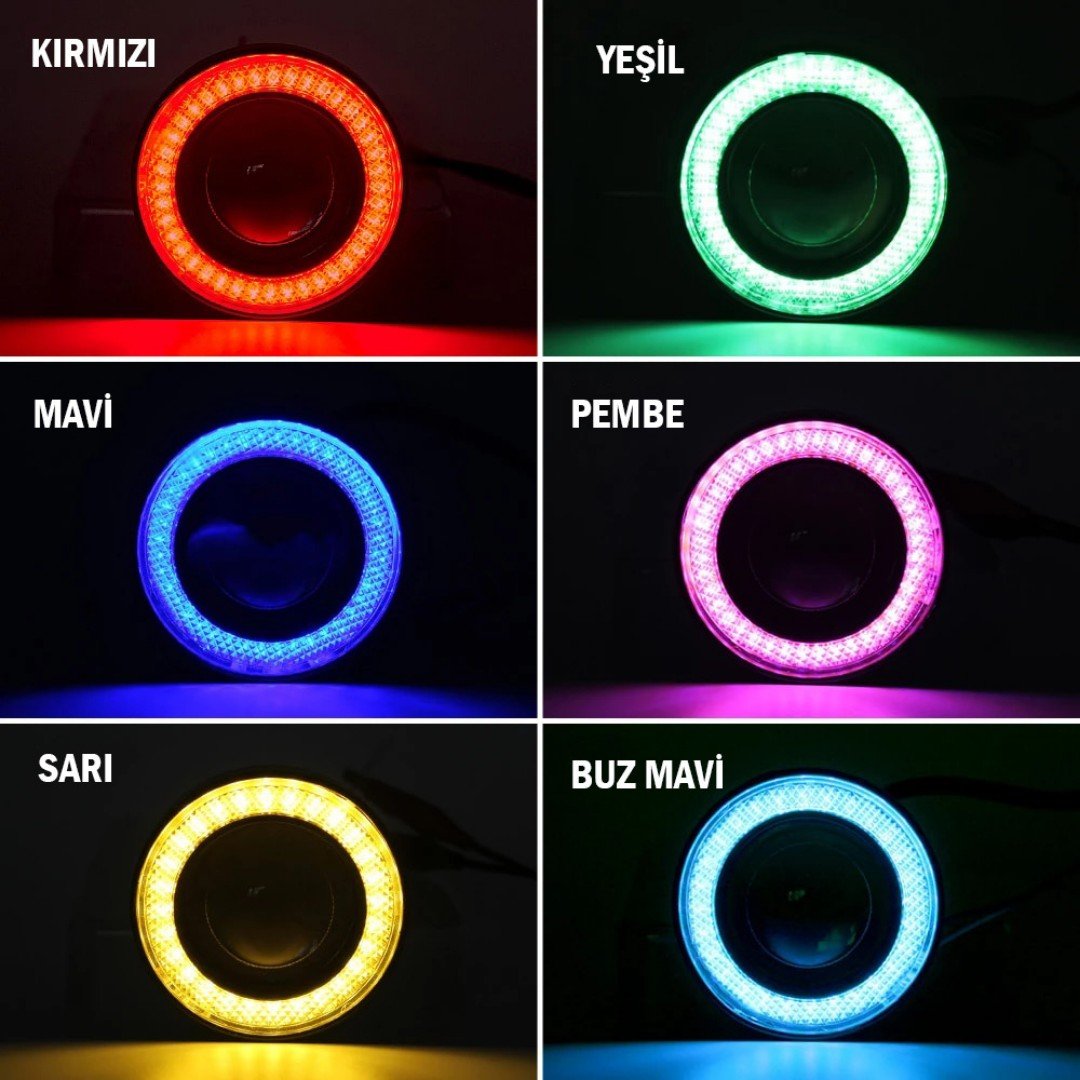 Fiat Ducato Uyumlu, Universal Mercekli Led Angel Sis Farı, 76mm Beyaz Renk