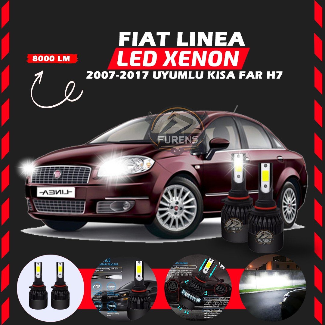 Fiat Linea 2007-2017 Kısa Far Uyumlu Şimşek Etkili Led Xenon Light Series H7
