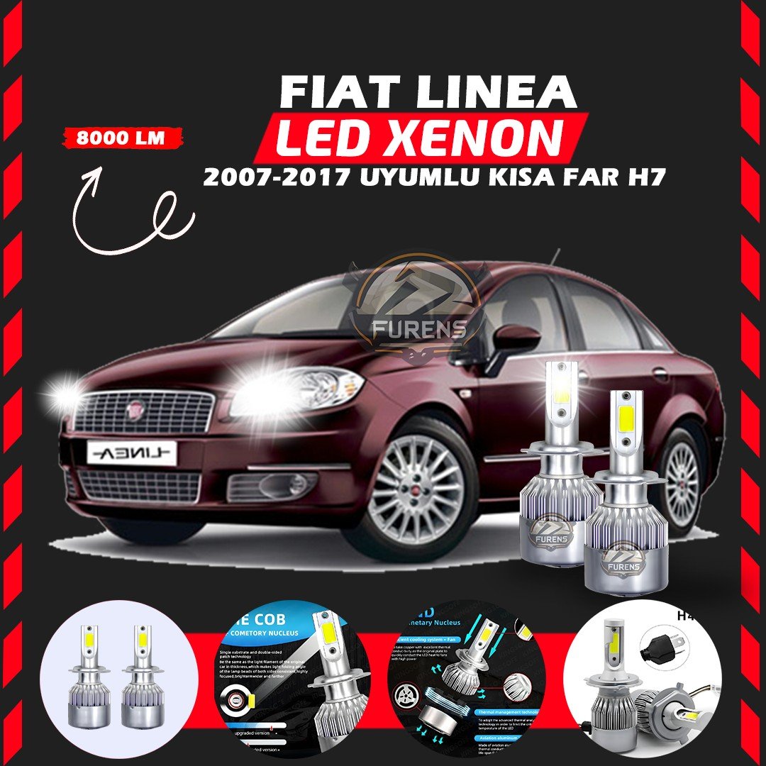 Fiat Linea 2007-2017 Kısa Far Uyumlu Şimşek Etkili Led Xenon Performance Series H7
