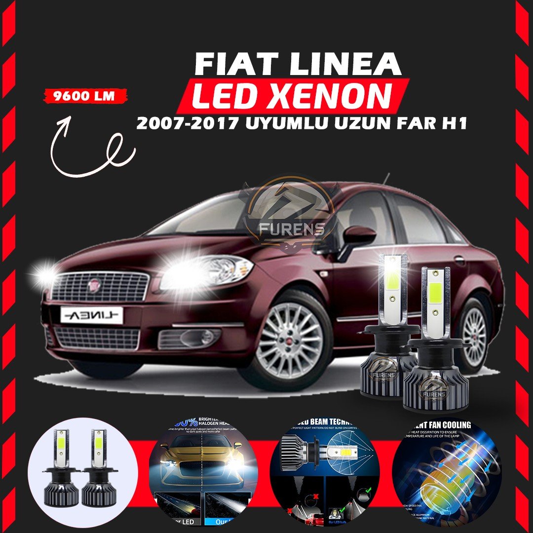 Fiat Linea 2007-2017 Uzun Far Uyumlu Şimşek Etkili Led Xenon Pro Series H1