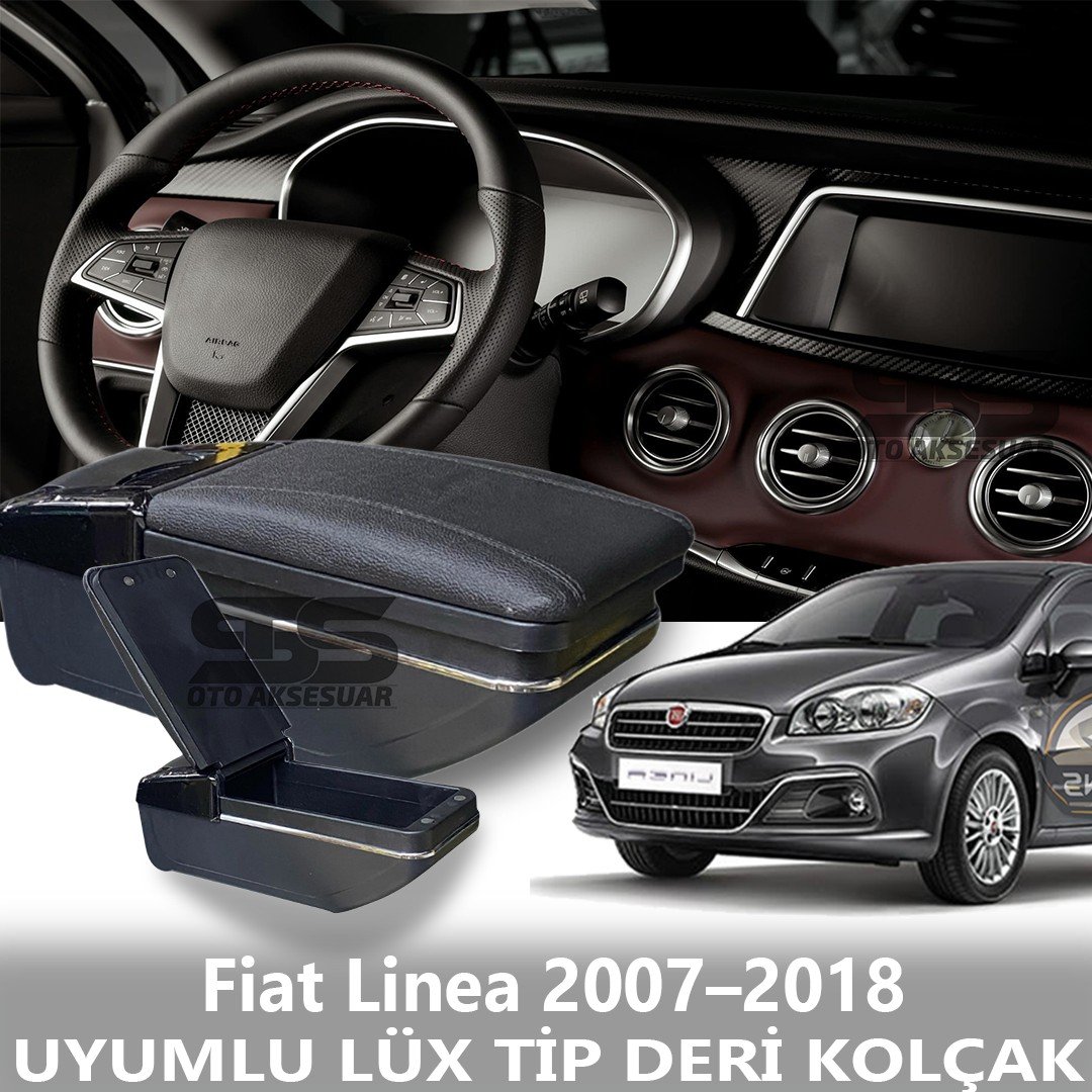 Fiat Linea 2007–2018 Uyumlu Premium  Deri Kol Dayama Kolçak Lüx Tip 