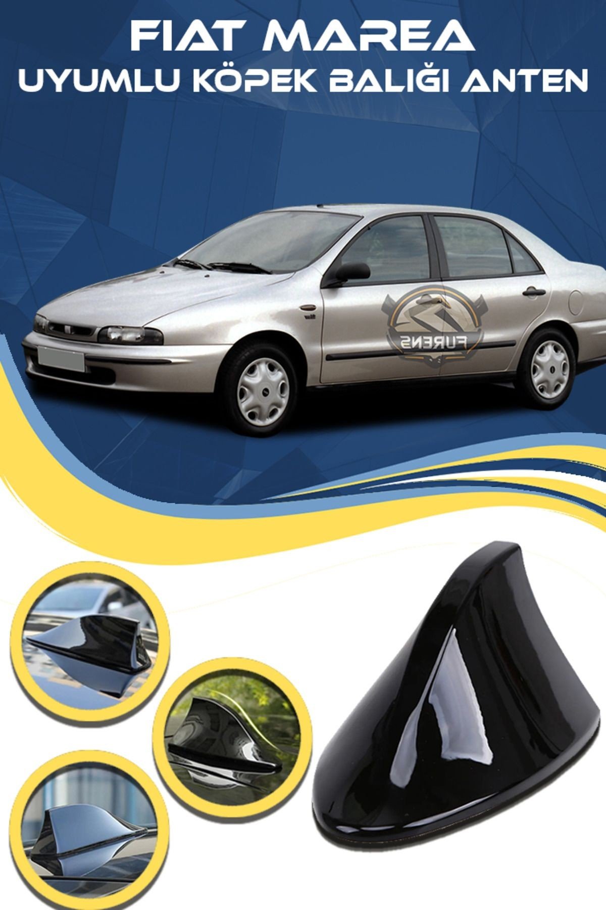Fiat Marea Uyumlu Oto Balık Sırtı Anten Elektrikli Köpekbalığı Balina Tavan Anteni