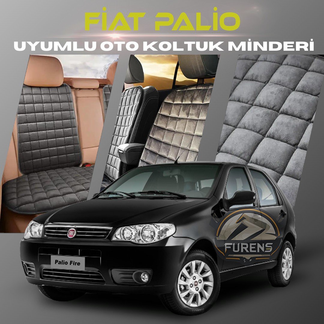 Fiat Palio Antrasit Renk Tay Tüyü Cepli & Terletmez Sırtlı Oto Koltuk Minder Seti - Koltuk Koruma Kılıfı (ÖN & ARKA TAM SET)
