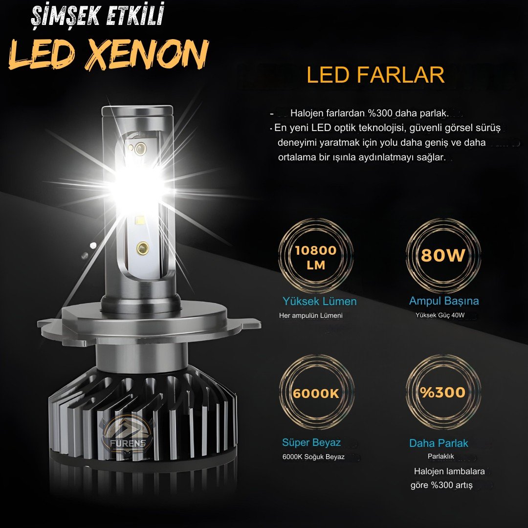 Fiat Tipo Uzun - Kısa FarUyumlu Şimşek Etkili Led Xenon Pro Series H4